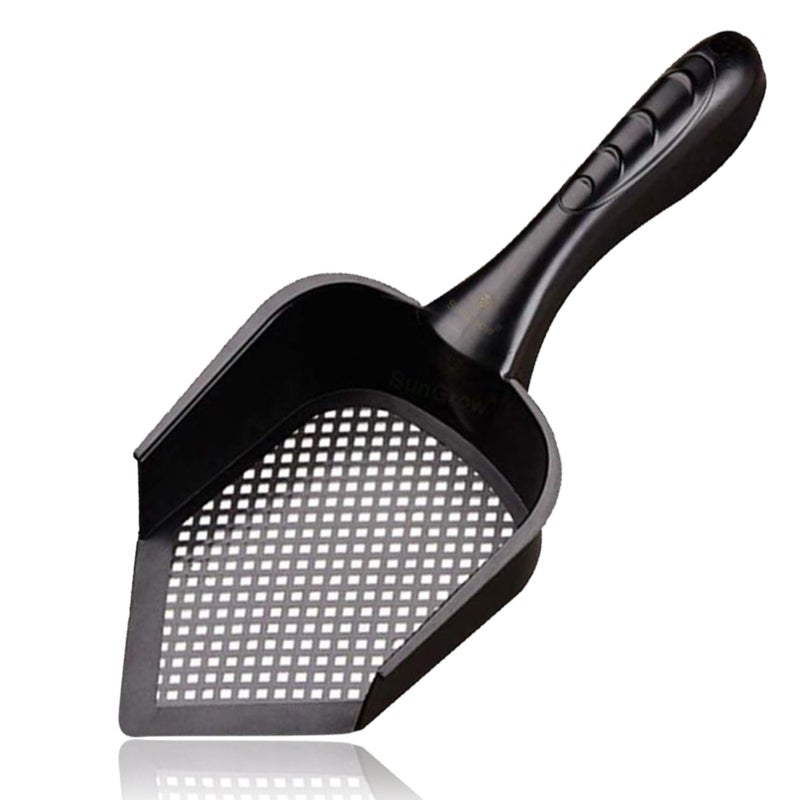 SunGrow Reptile Litter Scoop, Pointed Edge for Terrariums, Right-Angled Deep Shovel for Reptiles & Cats, Durable Plastic, Black, 1 Pack - Image 2